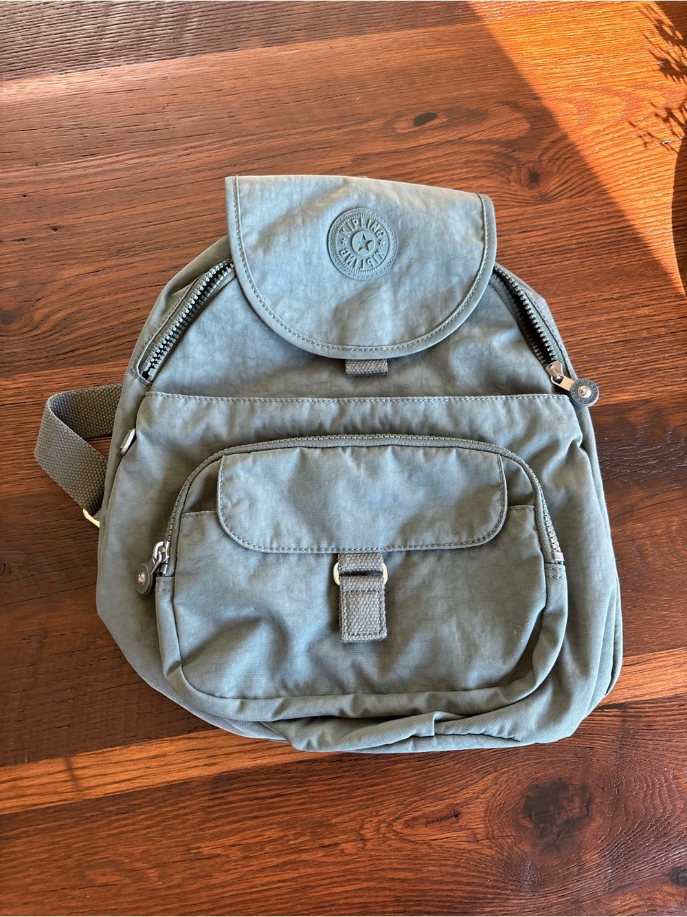 Kipling Queenie Backpack Light Aloe Tonal Green Nylon Bag, Earthy No Key Chain
